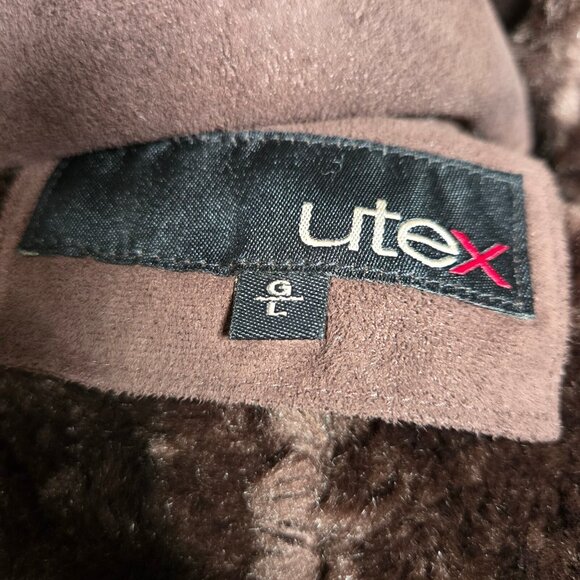 Y2K Penny Lane Coat Size l Boho Brown Faux Suede Brown Faux Fur 3/4 Length - Picture 10 of 11